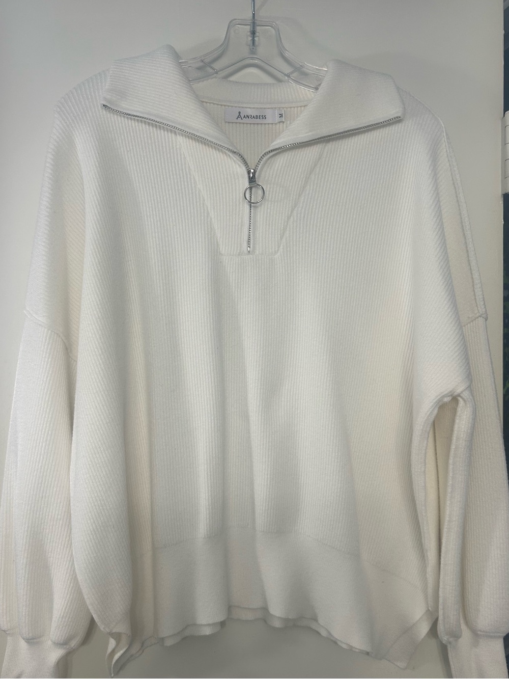 ANRABESS Womens Oversized Quarter Zip Pullover Sweater